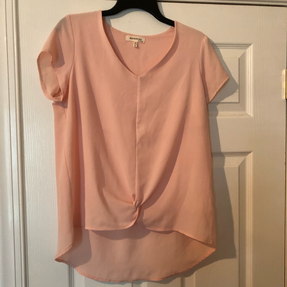 Pale pink hi-lo blouse